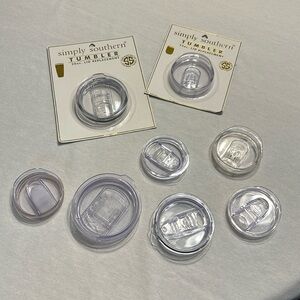 Lot of Simply Southern Tumbler Lid Replacements and Other Misc - Clear
